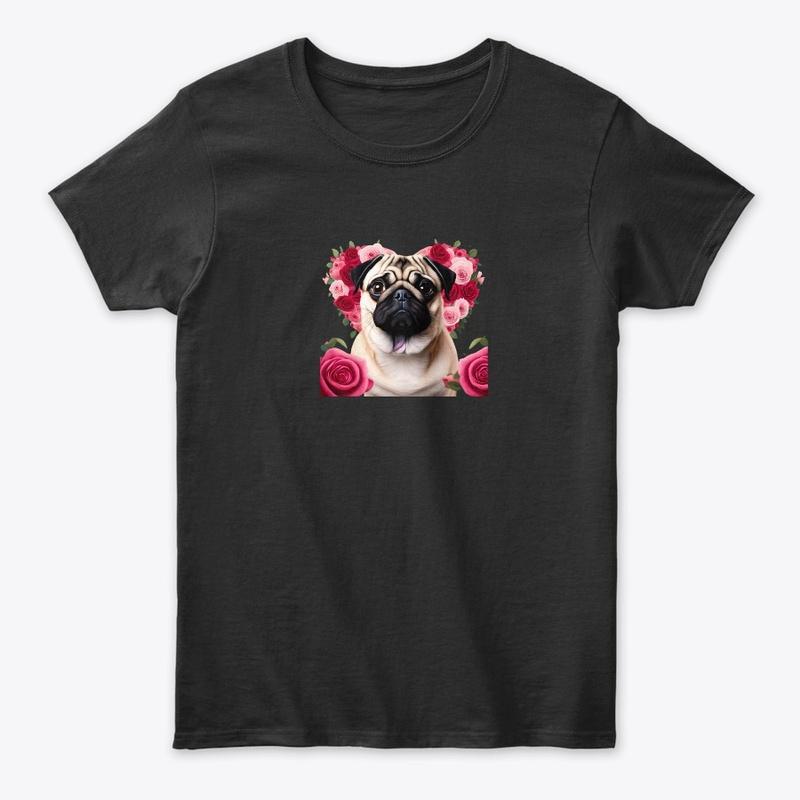 Pug with roses